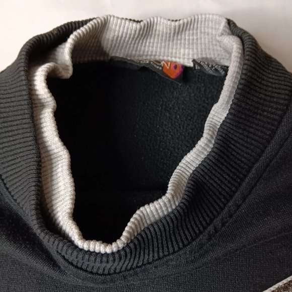 Vintage 80s Sasson Unisex Medium Sweatshirt Crew Neck Black Gray Stripe Retro - Picture 6 of 13